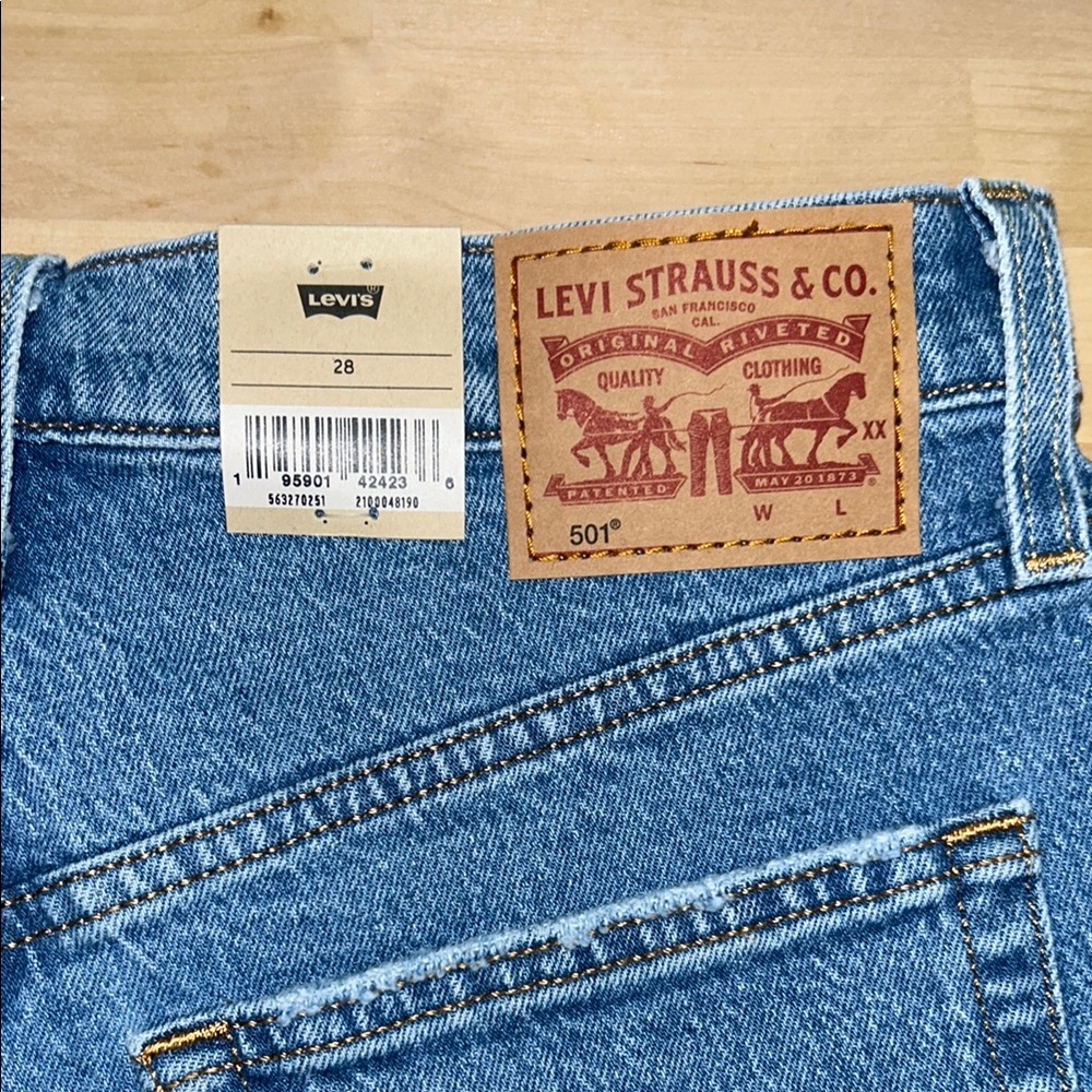 Levi's Blue Distressed Denim Shorts - Picture 4 of 4
